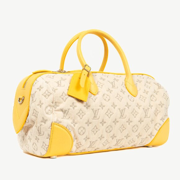 Louis Vuitton SS/12 Squat MM Denim Jaune Handbag - Picture 2 of 15